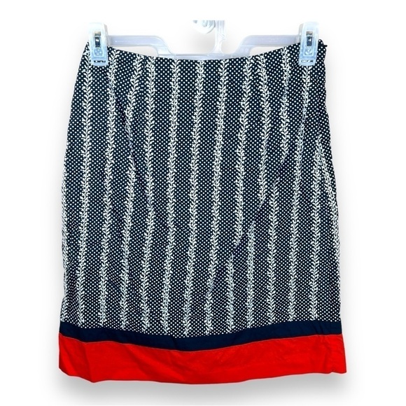 SIZE 6 TALBOTS BLUE WHITE RED SKIRT LINED ZIP CLOSURE RETRO PRINUP PATRIOTIC - Picture 3 of 9